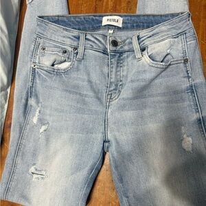 Pistola Blue Skinny Jeans Distressed Vintage Style